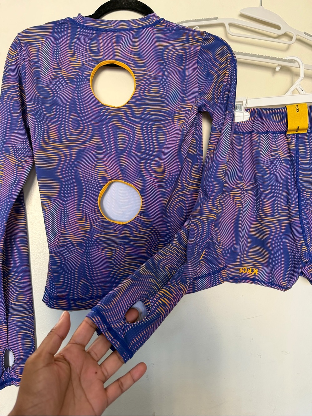 KKCo Outside Purple Abstract Cutout Activewear Set Size M Recycled Nylon - Picture 6 of 14
